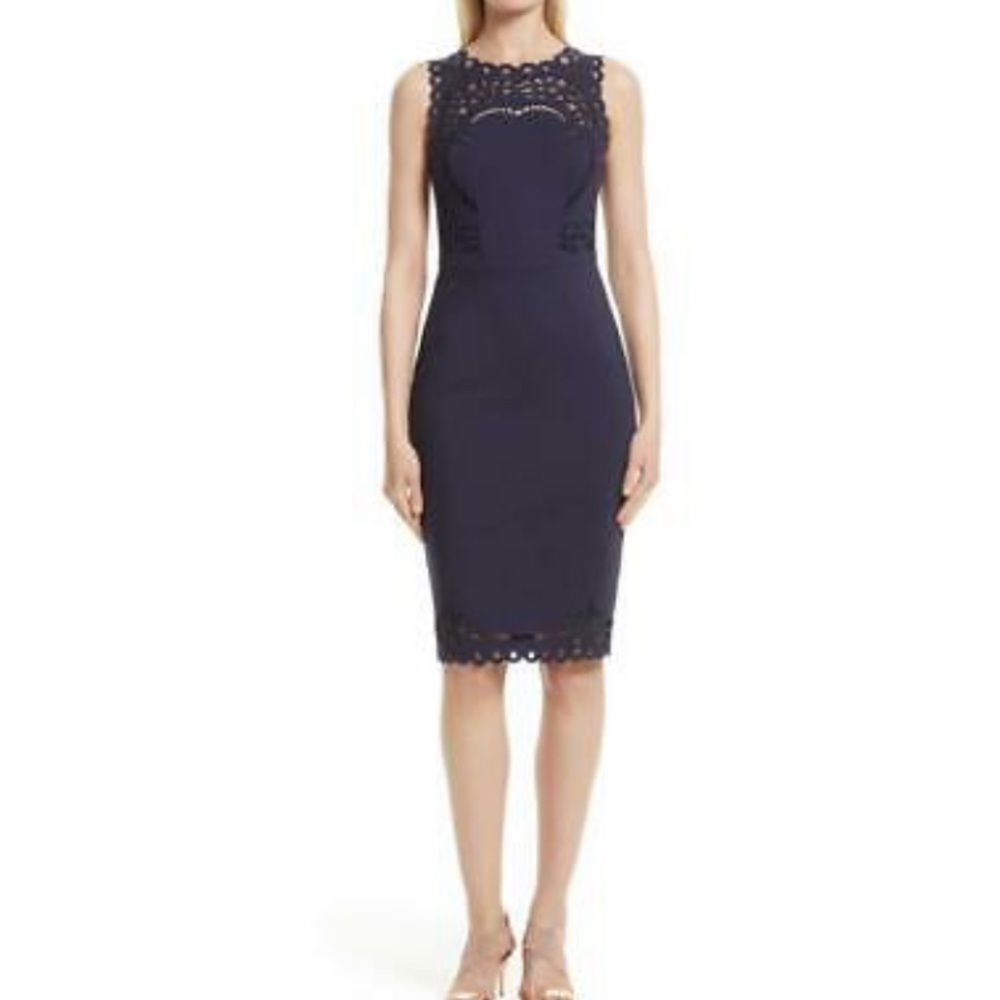 Ted Baker Navy Cutout Sheath Dress - Size 1